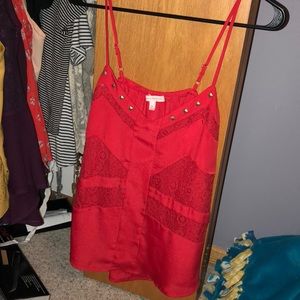 Spaghetti strap shear tank.